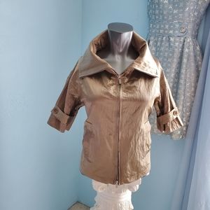 BCBGMaxAzria shiny/crinkly zipper jacket B85